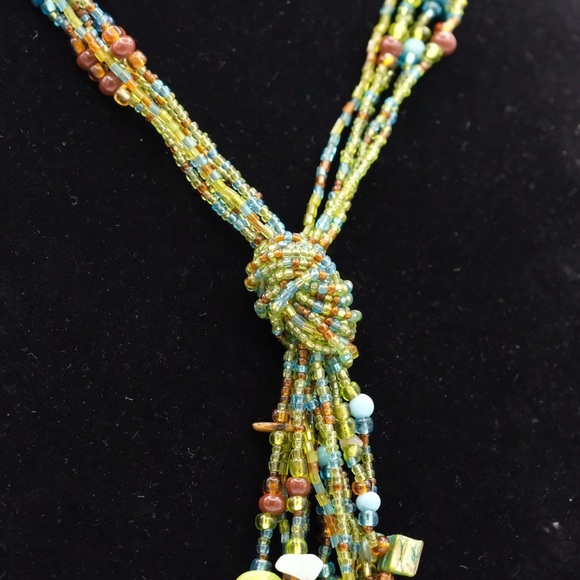 Artisan multi strand tassel necklace Shades of the ocean beads Mermaidcore - Picture 7 of 15